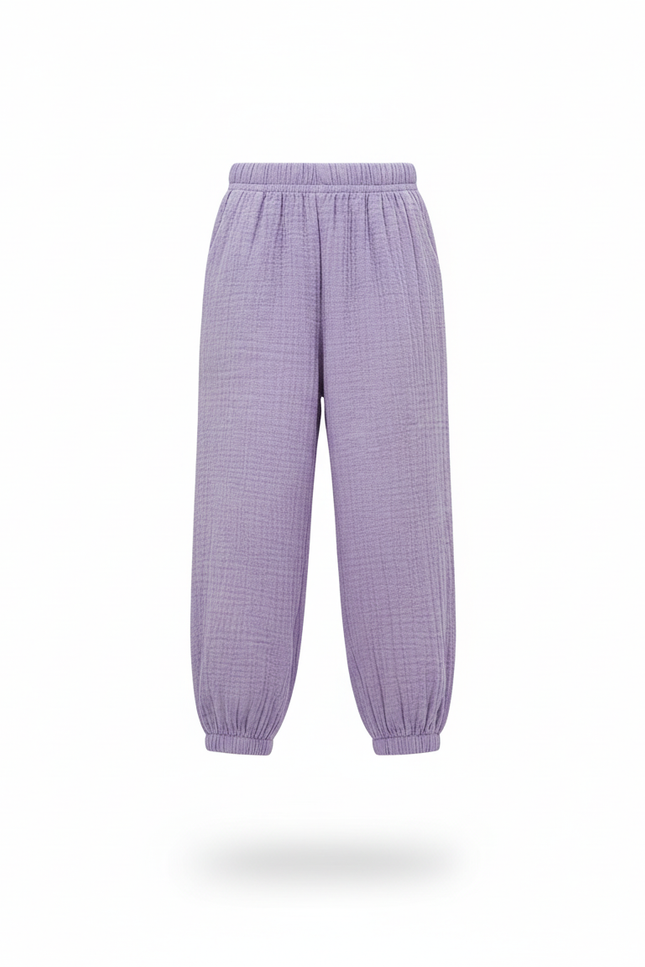 Pantalon En Lin Violet Ample Gaze Enfant Confortable - vue 3