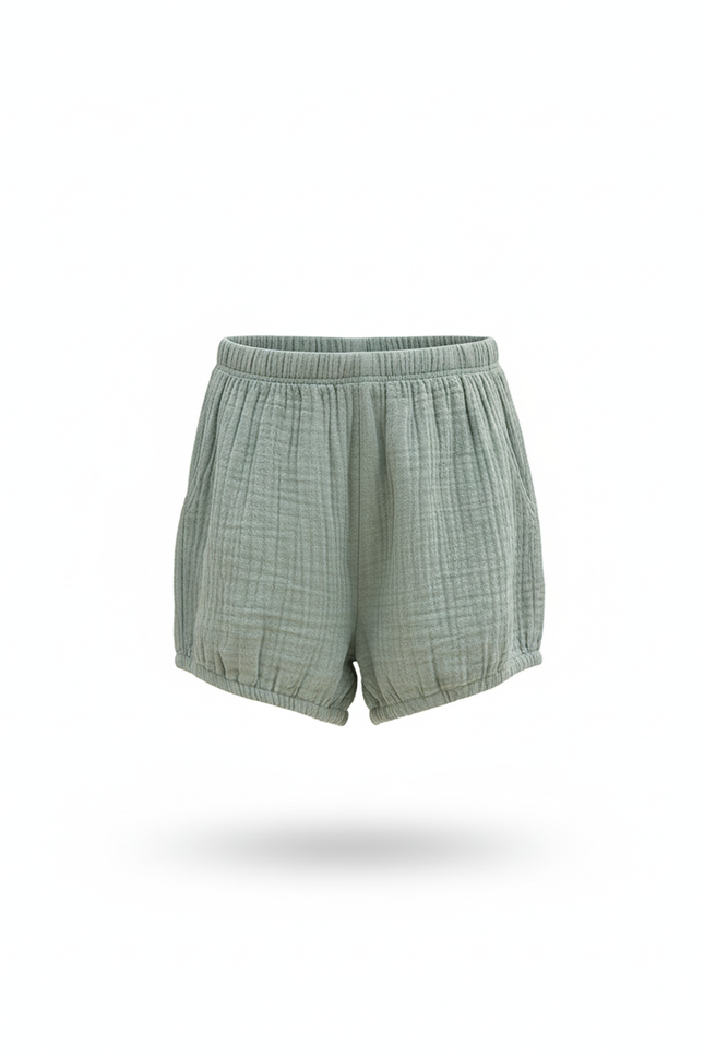 Pantalon En Lin Vert Ample Respirant Confortable Bébé - vue 3