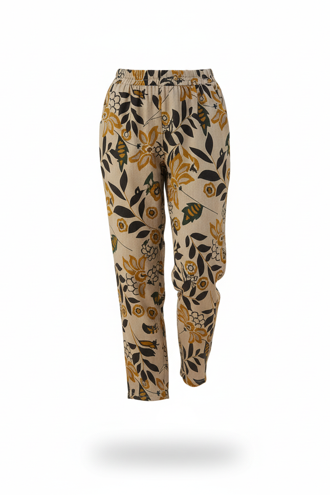 Pantalon En Lin Ample Imprimé Floral Bohème Femme - vue 3