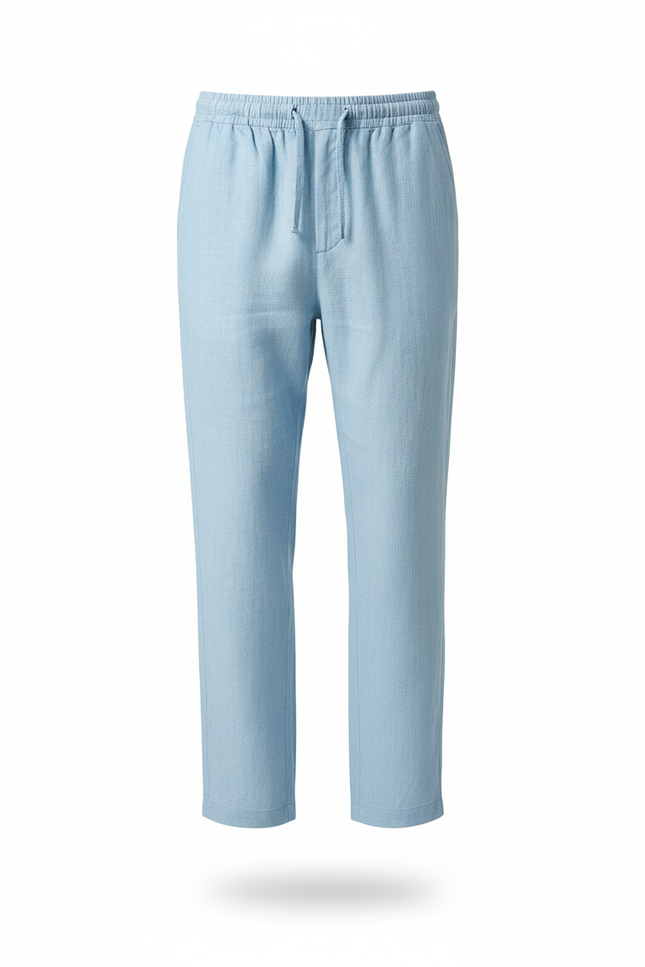 Pantalon En Lin Homme Bleu Ciel Droit Décontracté - vue 3