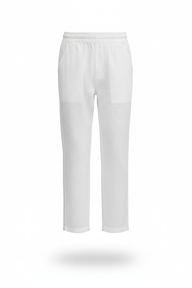 Pantalon En Lin Blanc Coupe Droite Décontracté Enfant Garçon - vue 3