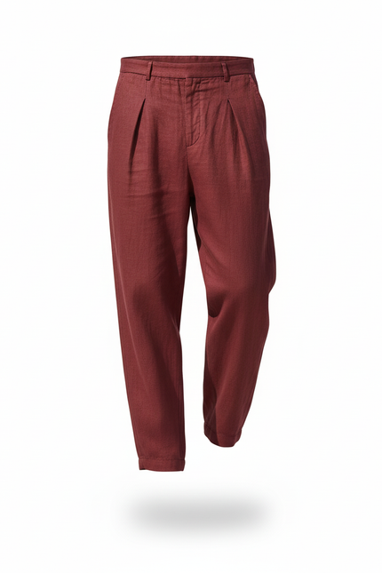 Pantalon Lin Bordeaux - vue 3
