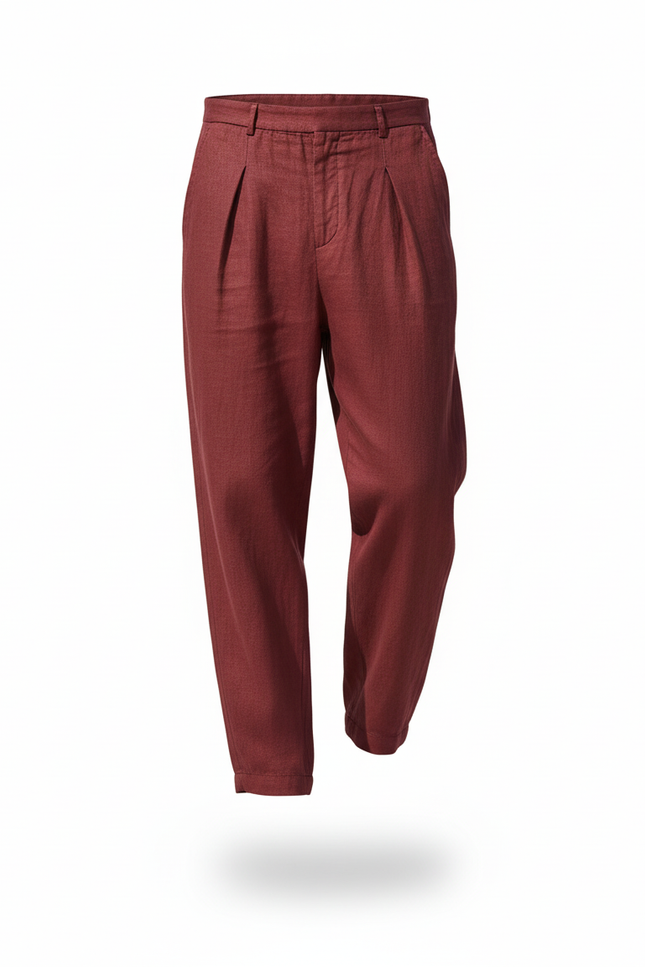 Pantalon Lin Bordeaux - vue 3