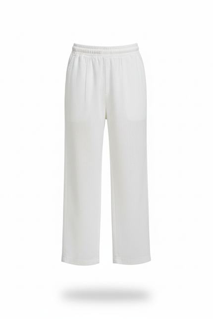 Pantalon En Lin Blanc Ample Décontracté Garçon - vue 3