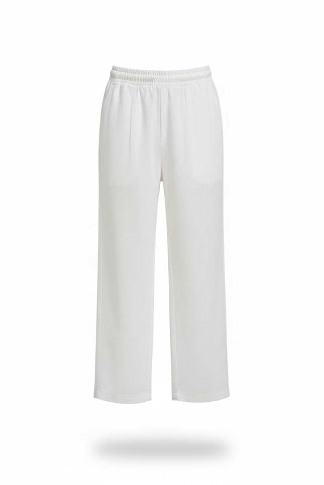 Pantalon En Lin Blanc Ample Décontracté Garçon - vue 3