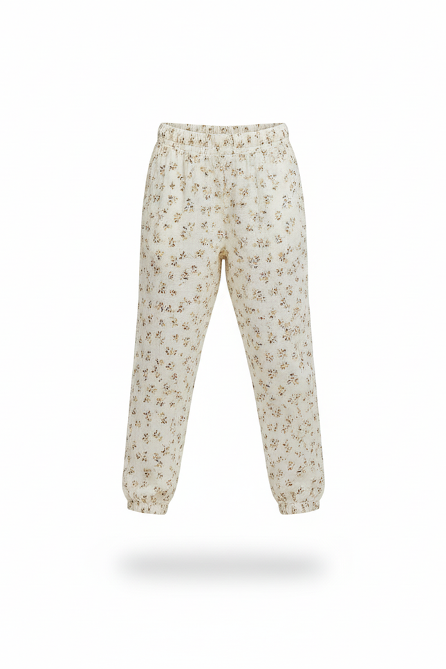 Pantalon En Lin Enfant Fleuri Ample Élastiqué Léger - Imprimé - vue 3