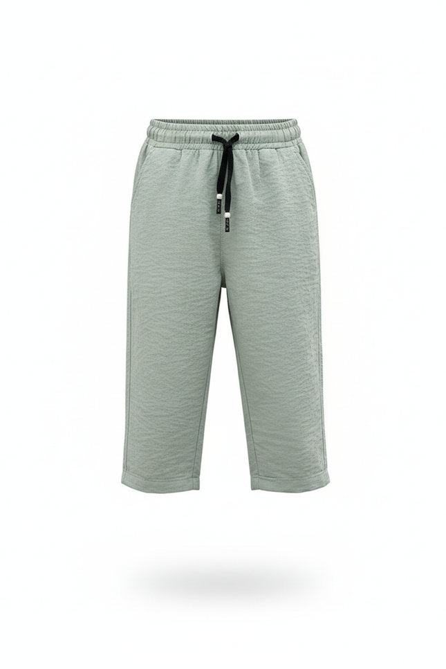 Pantalon En Lin Vert Clair Coton Décontracté Garçon - vue 3
