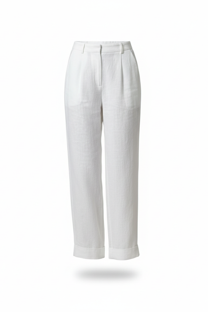 Pantalon En Lin Blanc Ample Léger Plié Chic - vue 3