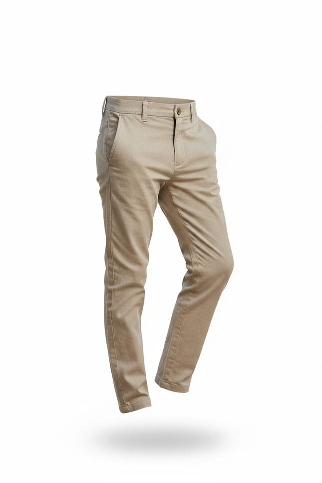 Pantalon En Lin Beige Slim Décontracté Garçon - vue 3