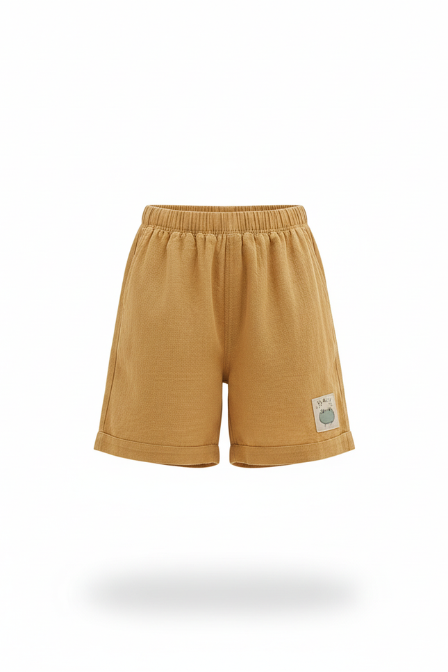 Pantalon En Lin Moutarde Ample Court Enfant - Jaune - vue 3