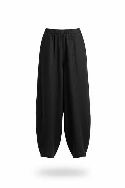 Pantalon Lin Noir Large - vue 3