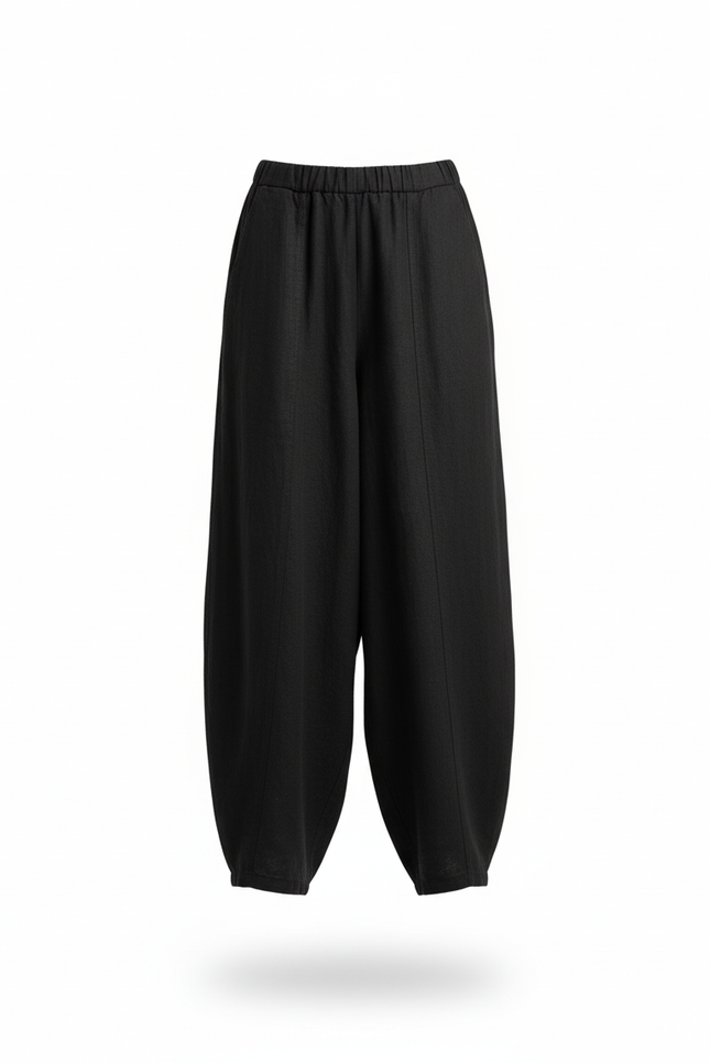 Pantalon Lin Noir Large - vue 3