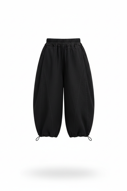 Pantalon Barrel Lin - Noir - vue 3