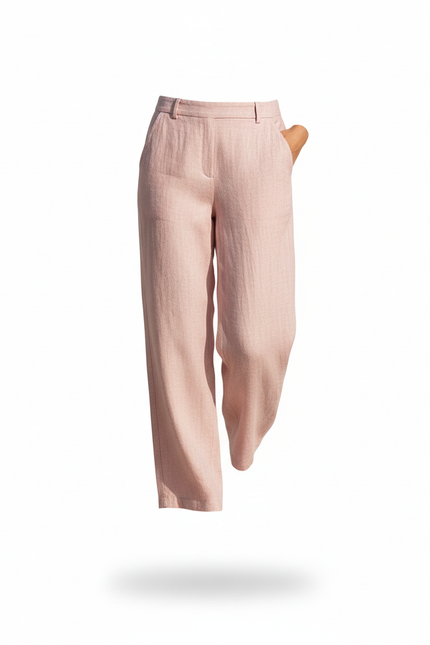 Pantalon En Lin Rose Ample Décontracté Fluide Femme - vue 3