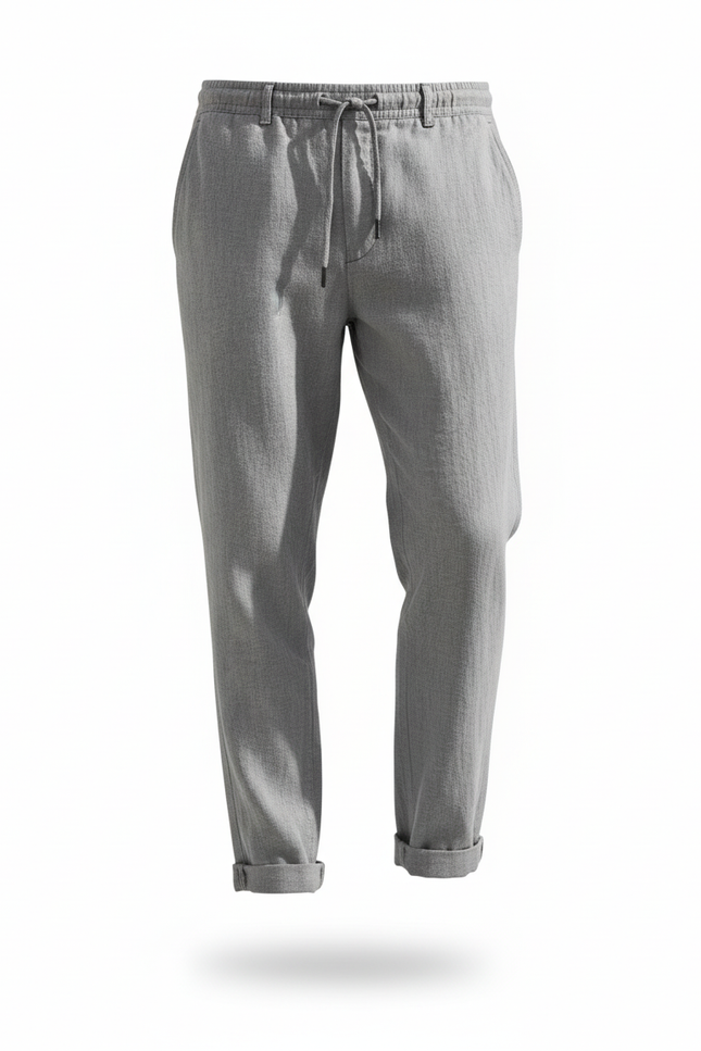 Pantalon En Lin Gris Clair - vue 3