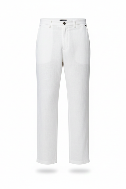 Pantalon En Lin Blanc Décontracté Ample Homme Léger - vue 3