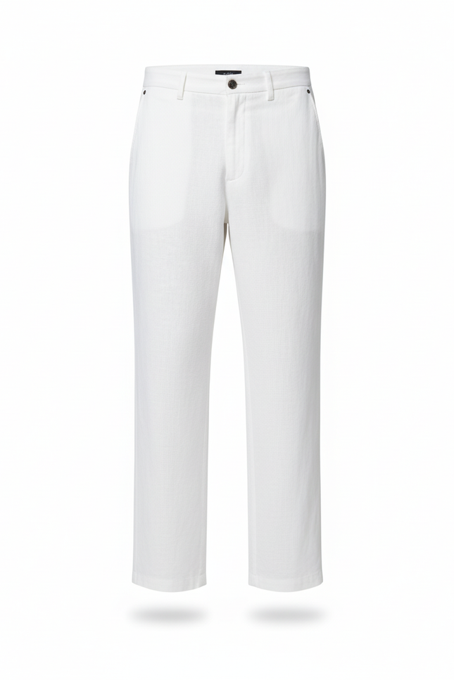 Pantalon En Lin Blanc Décontracté Ample Homme Léger - vue 3