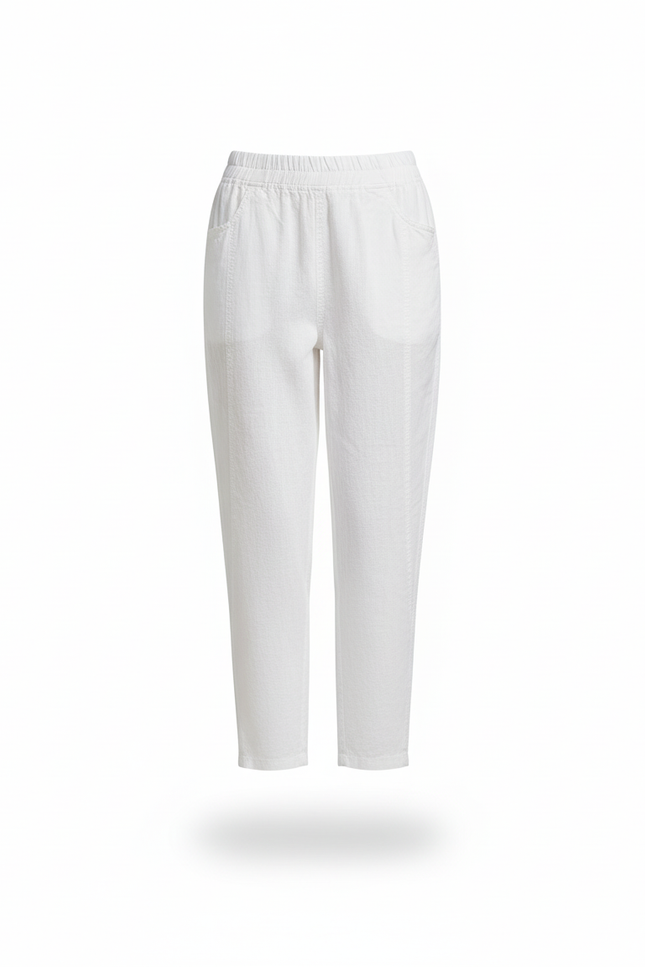 Pantalon En Lin Blanc Ample Décontracté Léger Femme - vue 3