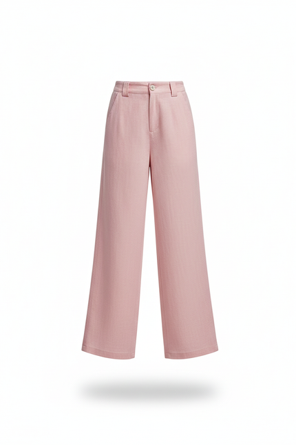 Pantalon En Lin Rose Ample Décontracté Enfant Fluide - vue 3