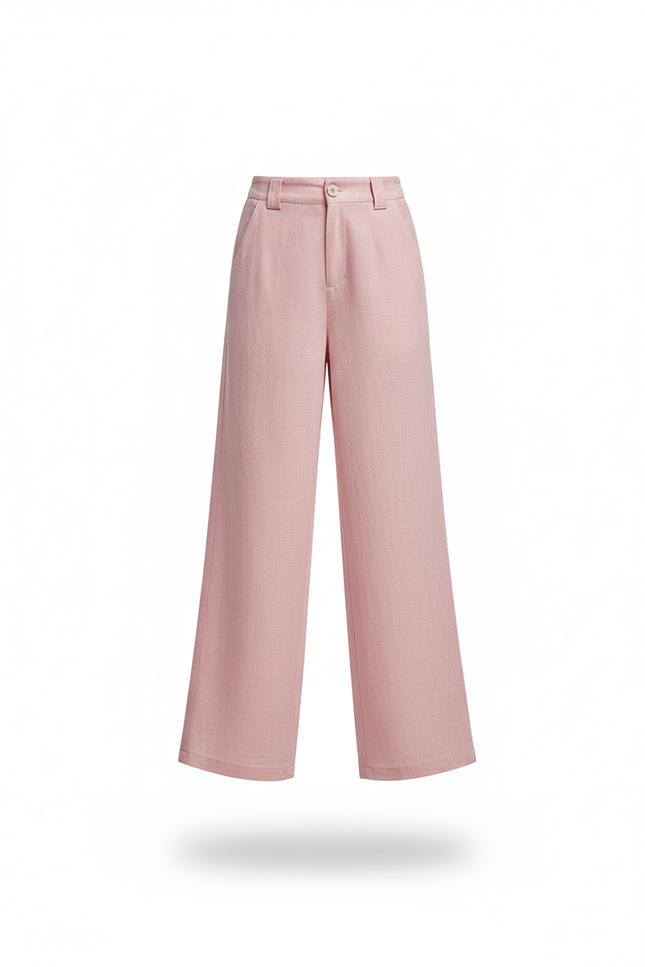 Pantalon En Lin Rose Ample Décontracté Enfant Fluide - vue 3
