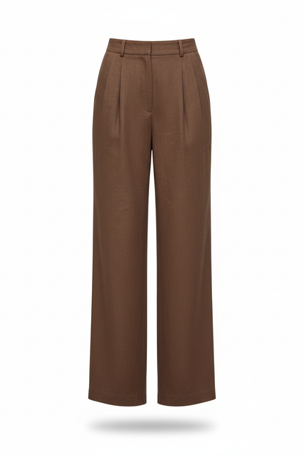 Pantalon En Lin Marron Ample Élégant Décontracté - vue 3