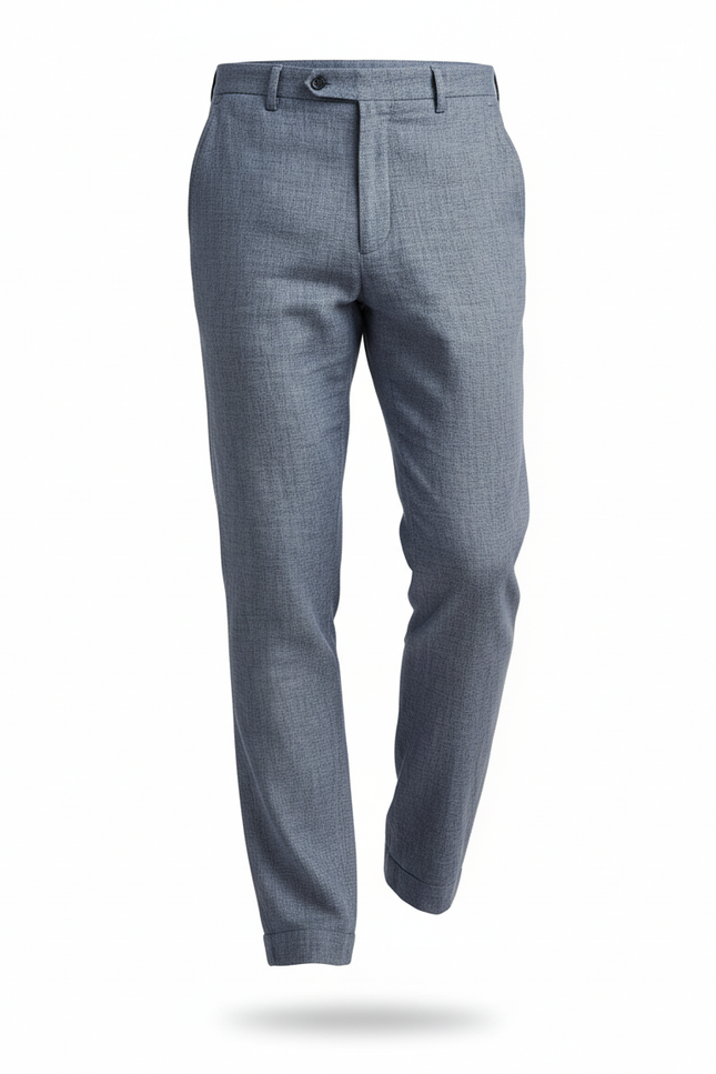 Pantalon En Lin Gris Droit Élégant Micro-Motif Homme - vue 3