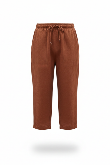 Pantalon En Lin Marron Ample Lacets Garçon Médiéval - vue 3