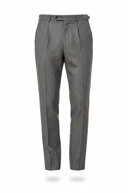 Pantalon En Lin Gris Élégant Ajusté Plissé Homme - vue 3