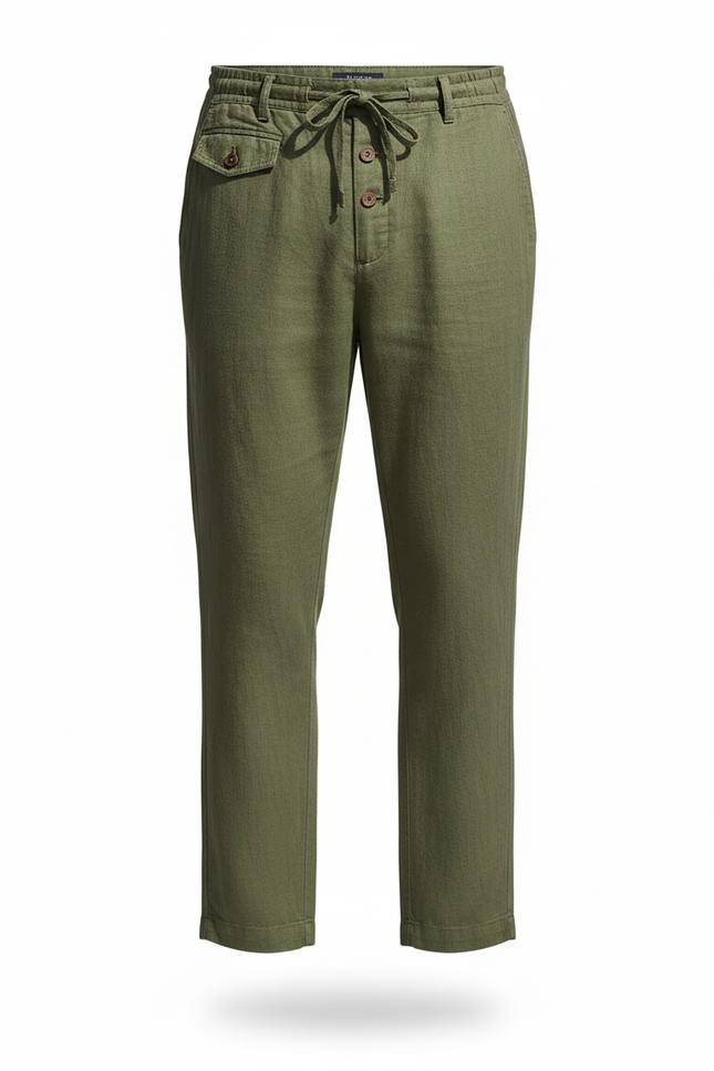 Pantalon Lin Vert - vue 3