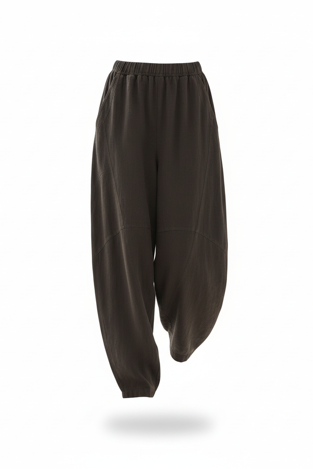 Pantalon En Lin Baggy - Gris - vue 3