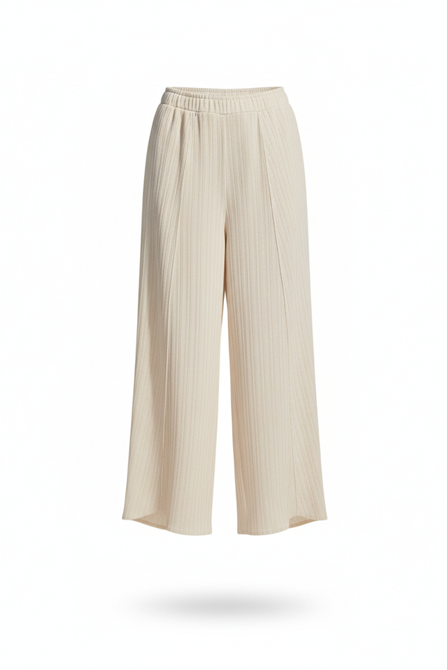 Pantalon En Lin Plissé Beige Ample Fluide Femme - vue 3